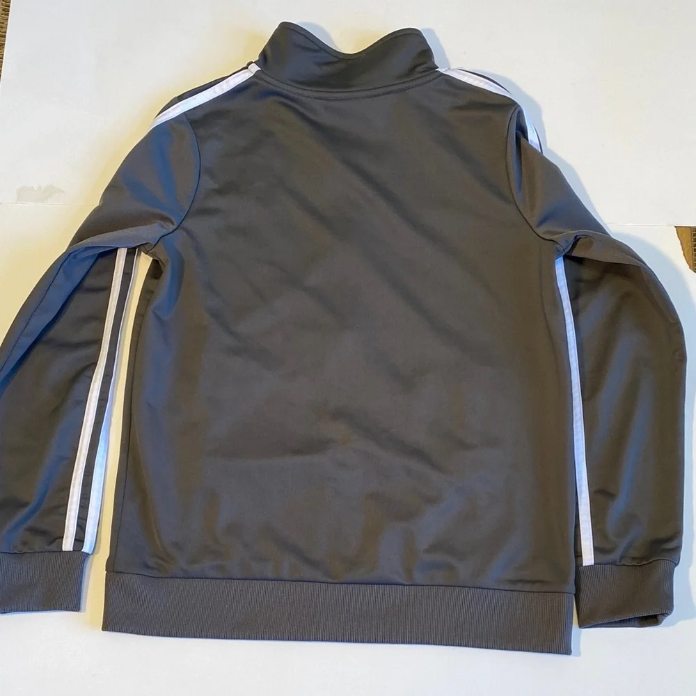 Adidas grey and white full-zip track jacket Boys size medium 10/12